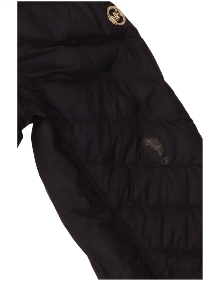 Giacca imbottita con cappuccio da donna Michael Kors UK 14 poliestere medio blu navy