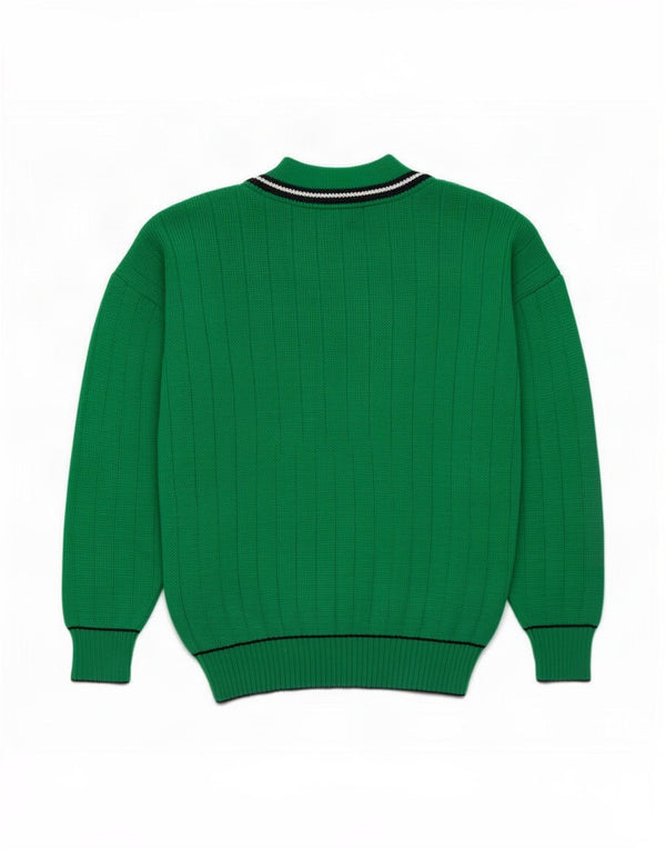 Quill's Woolen Market Maglione da uomo con scollo a V XL Acrilico a strisce verdi