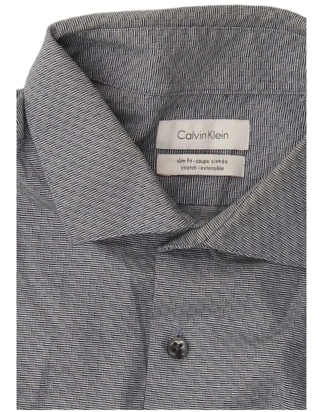 Camicia slim fit da uomo Calvin Klein grande blu navy geometrica