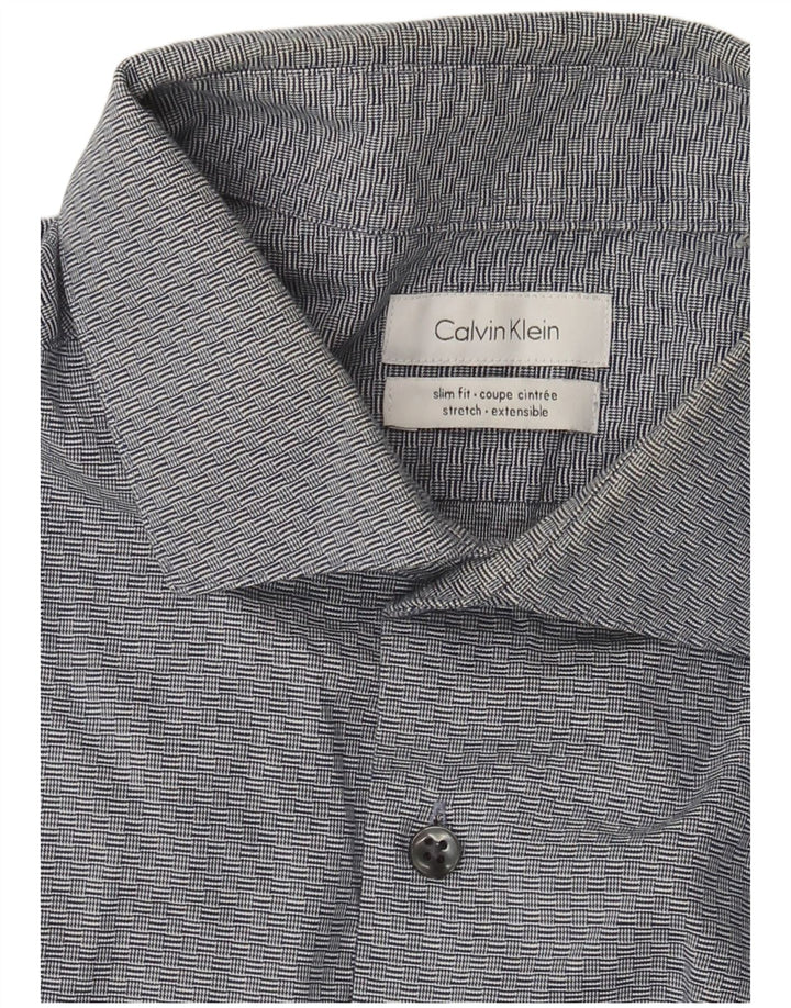 Camicia slim fit da uomo Calvin Klein grande blu navy geometrica