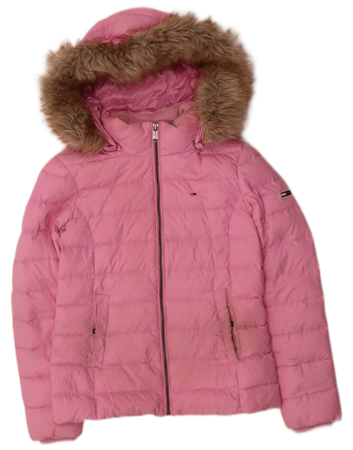 Giacca imbottita con cappuccio da donna Tommy Hilfiger UK 10 Small Rosa Poliestere