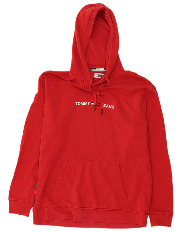 Tommy Hilfiger Uomo Felpa con cappuccio grafica rilassata Felpa grande in cotone rosso