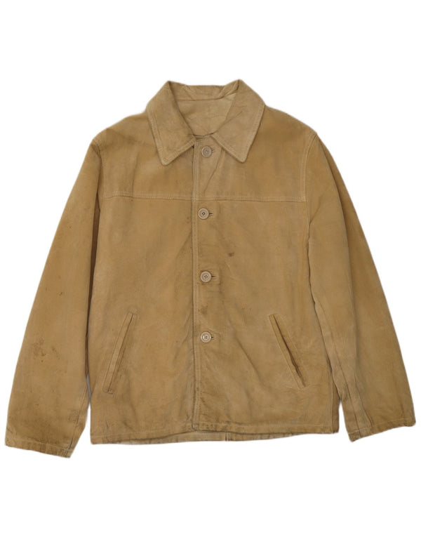 Giacca da uomo in pelle scamosciata CONBIPEL UK 40 grande in pelle beige