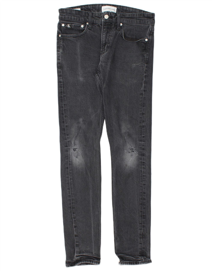 Jeans slim invecchiati da uomo Calvin Klein W29 L32 cotone nero