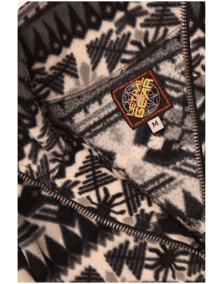 Maglione in pile vintage da uomo con zip e collo grigio medio Fair Isle