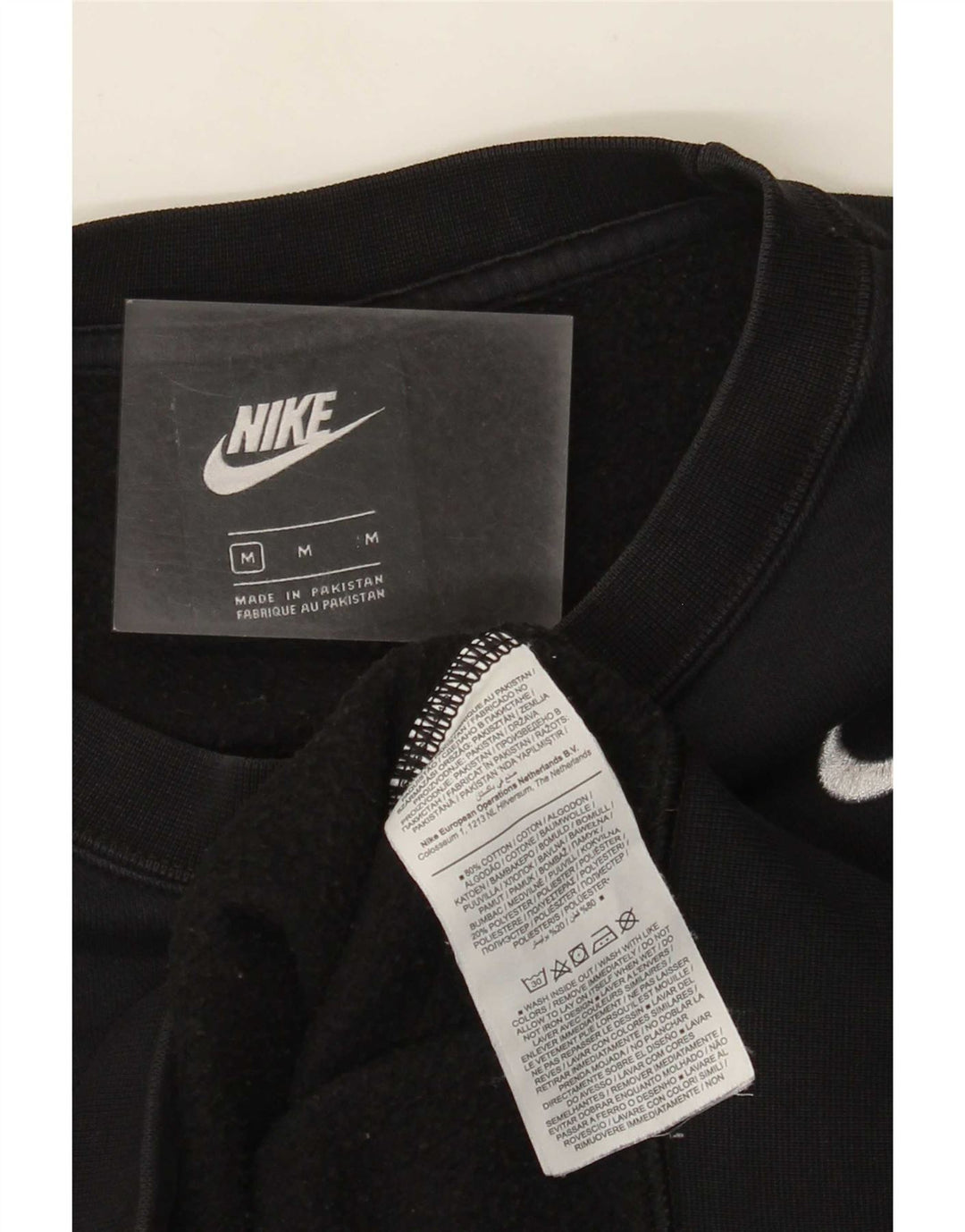 Felpa corta oversize da donna Nike, maglione UK 14, cotone nero medio