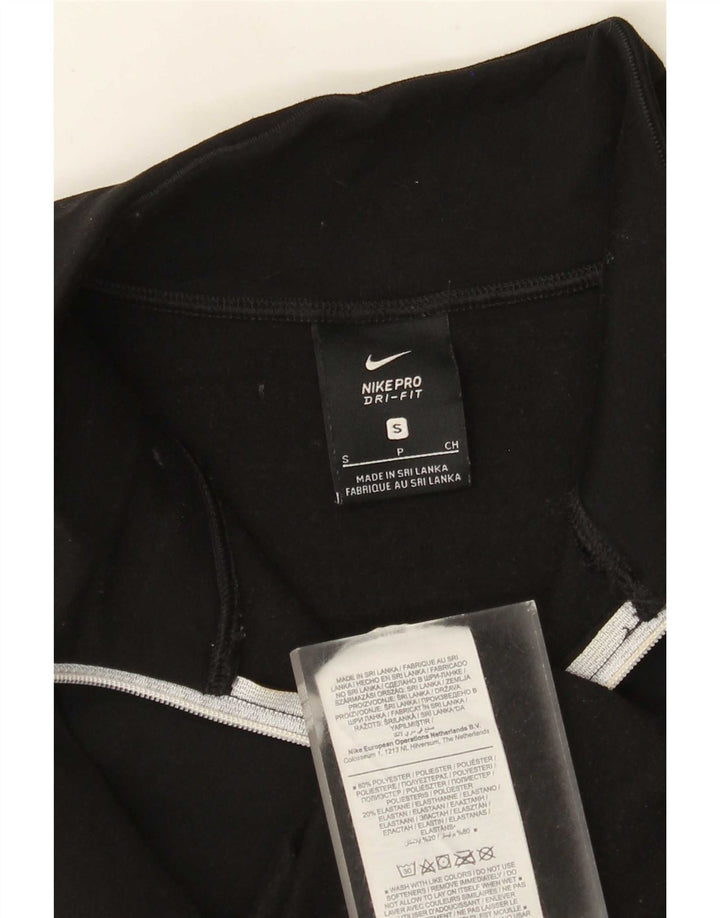 Tuta da ginnastica Nike Dri Fit da uomo con collo e zip, piccola, in poliestere nero