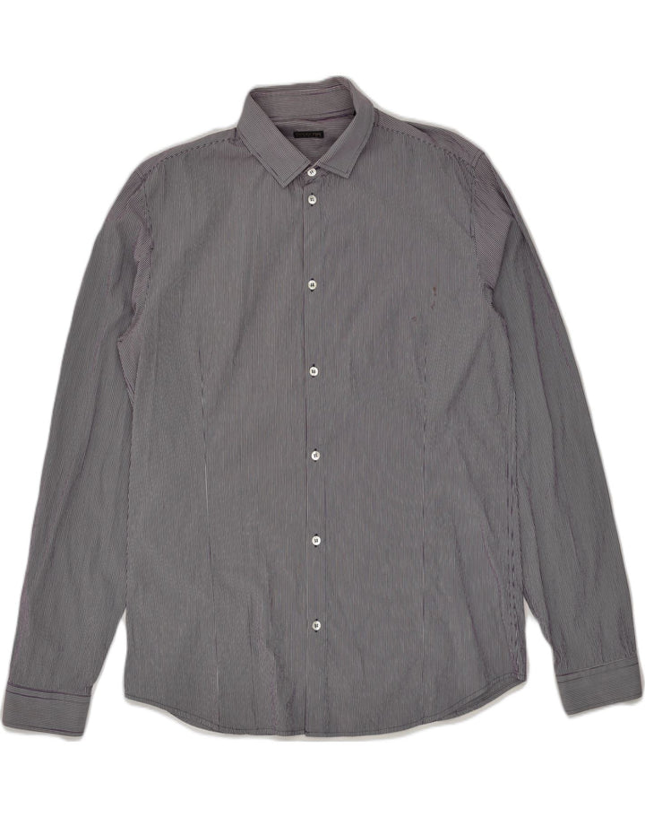 PATRIZIA PEPE FIRENZE Mens Shirt IT 52 Large Purple Striped Cotton | Vintage Patrizia Pepe Firenze | Thrift | Second-Hand Patrizia Pepe Firenze | Used Clothing | Messina Hembry 