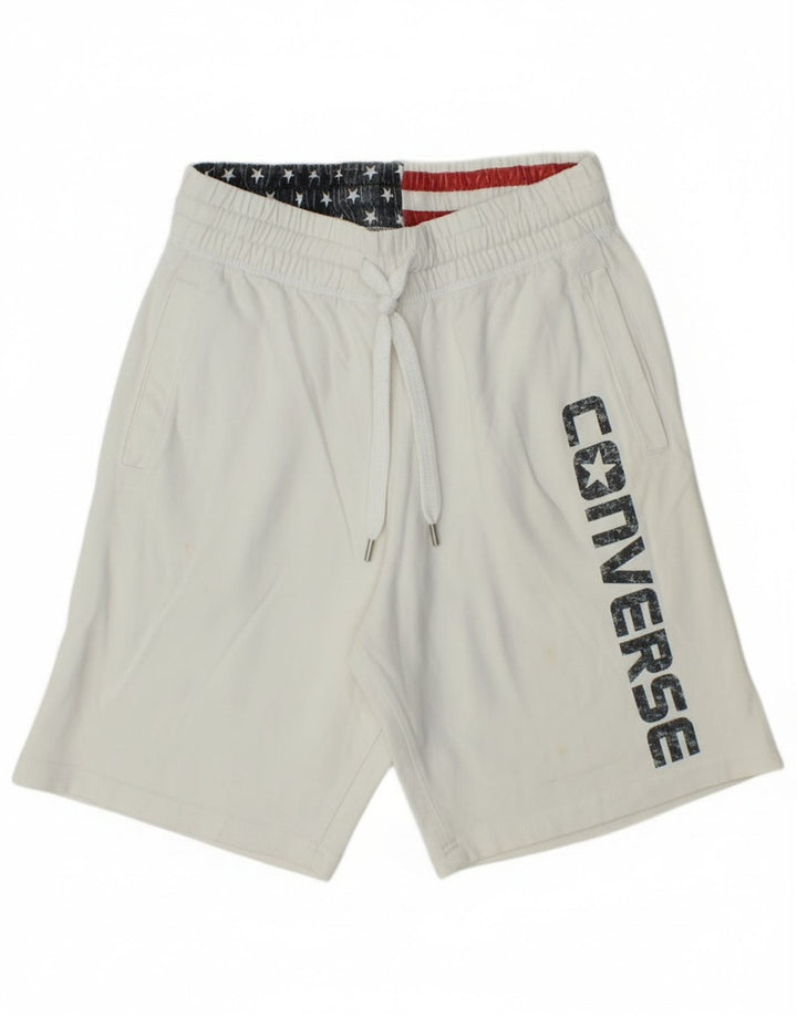 Pantaloncini sportivi con grafica da uomo Converse piccoli in cotone bianco
