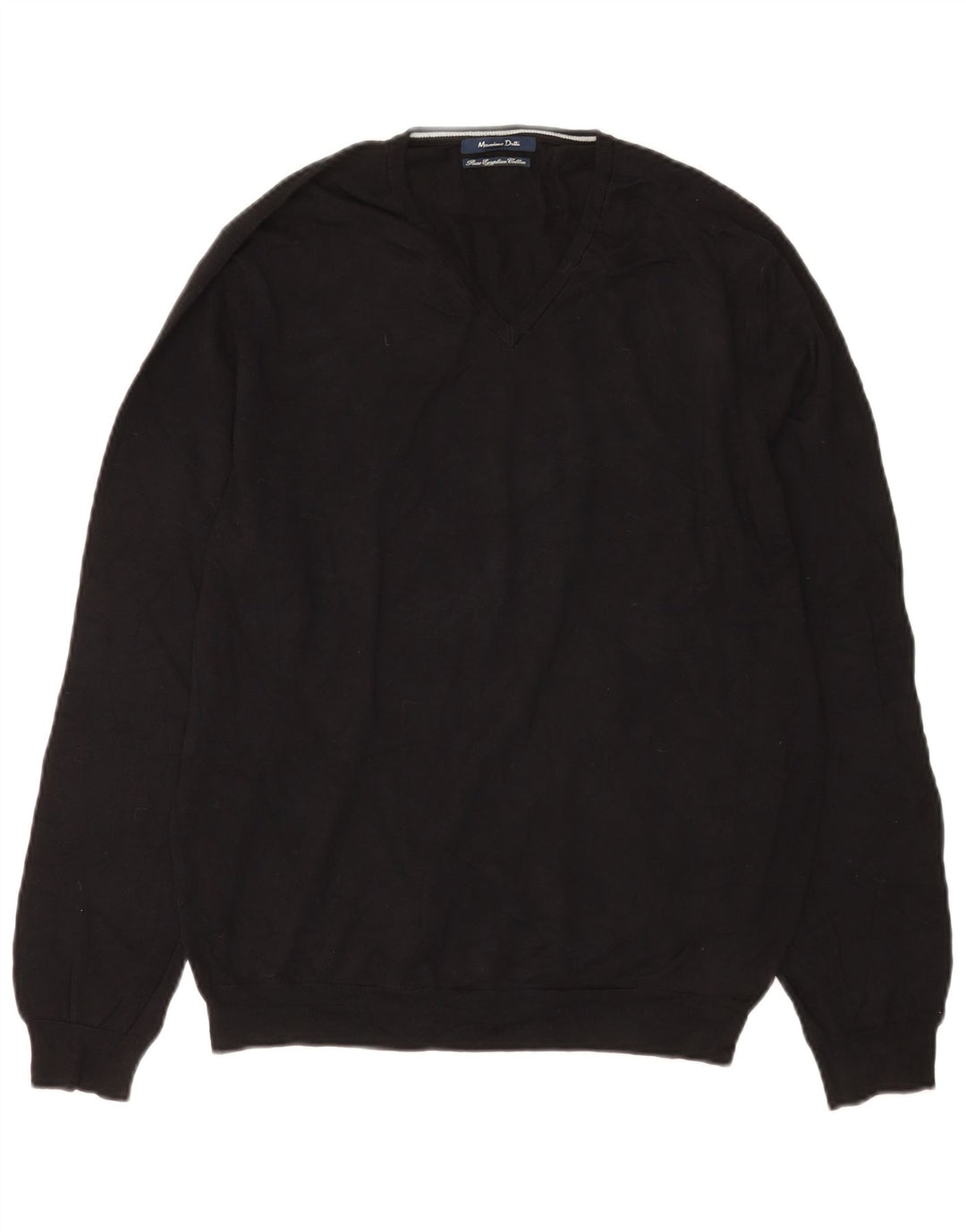 Maglione da uomo con scollo a V Massimo Dutti in cotone nero medio