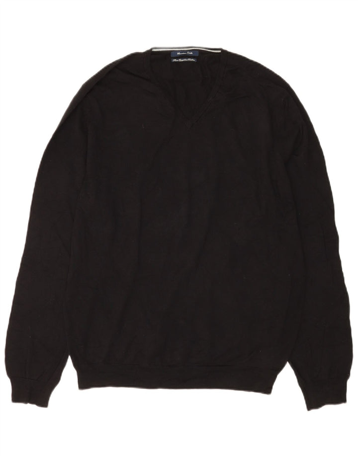 Maglione da uomo con scollo a V Massimo Dutti in cotone nero medio