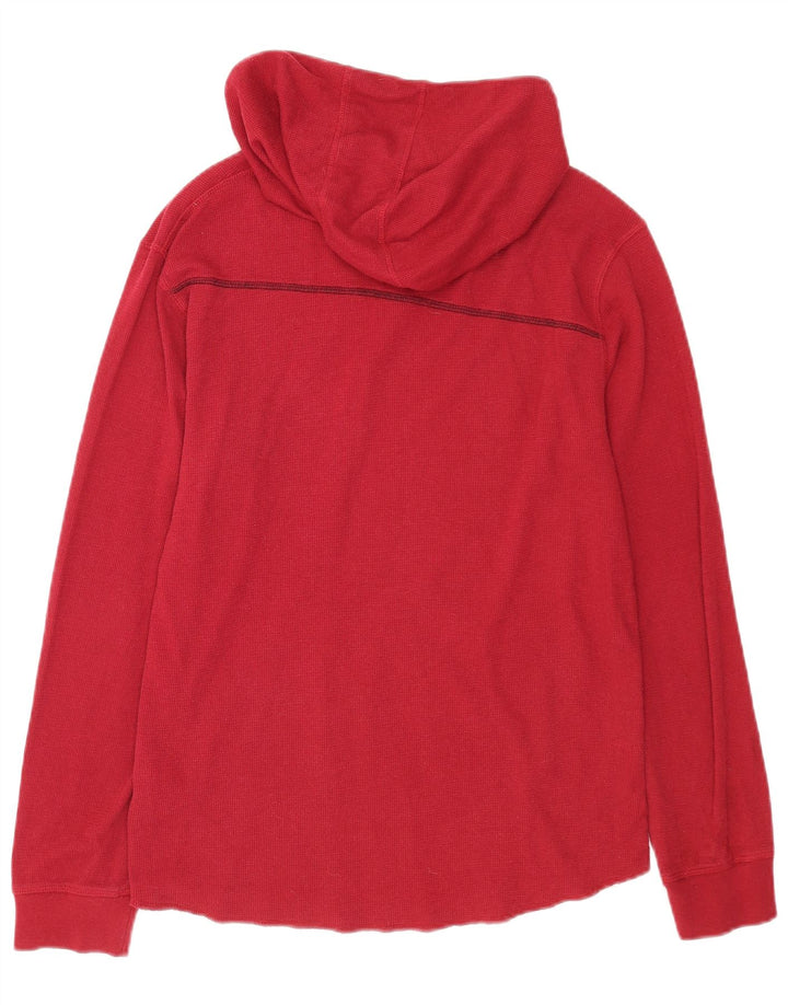 Felpa con cappuccio da uomo Volcom con collo abbottonato, grande, in cotone rosso
