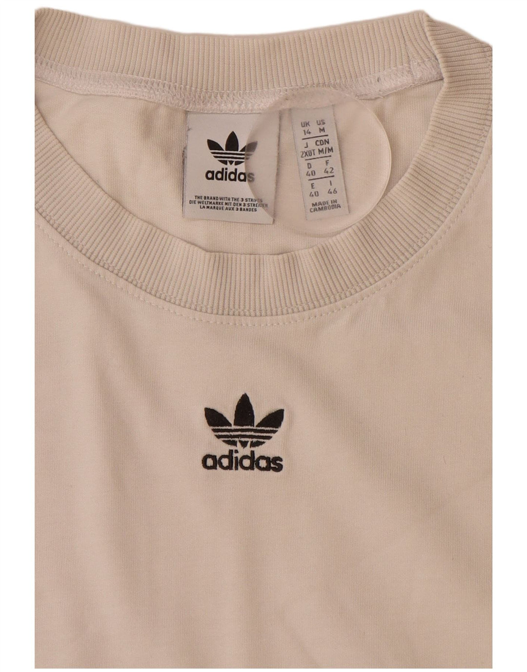 T-shirt grafica da donna ADIDAS Top UK 14 grande bianca