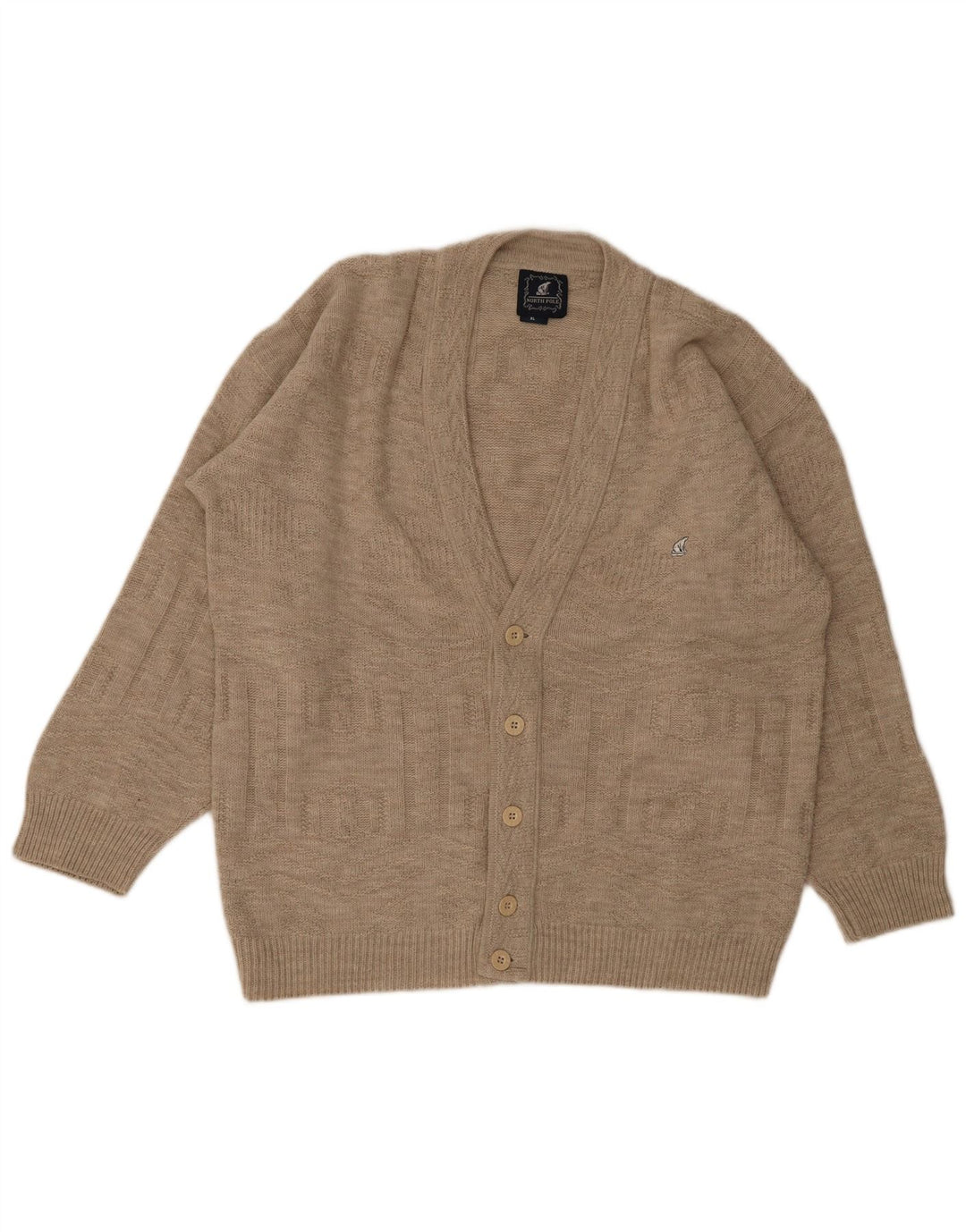 Maglione cardigan da uomo Polo Nord XL Lana d'agnello beige