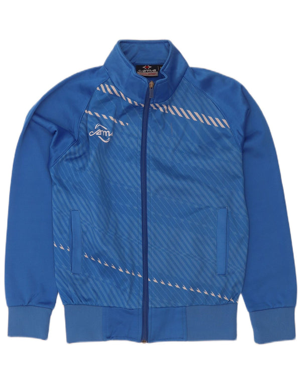 Giacca da ginnastica da uomo vintage in poliestere a righe piccole blu
