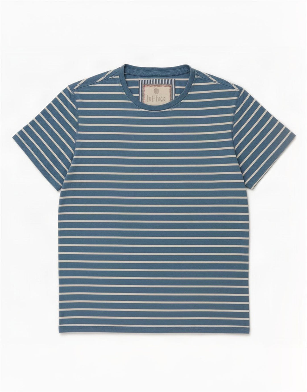 T-shirt da uomo Fat Face Top in cotone a righe blu medio