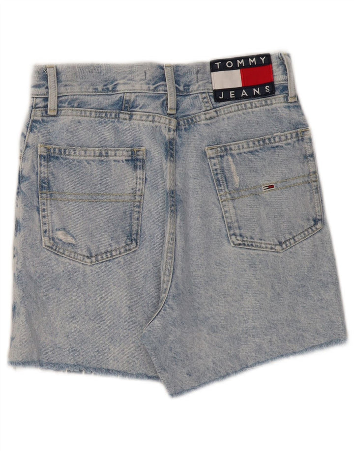 TOMMY HILFIGER Pantaloncini di jeans a vita alta effetto consumato mamma da donna W24 XS Blu