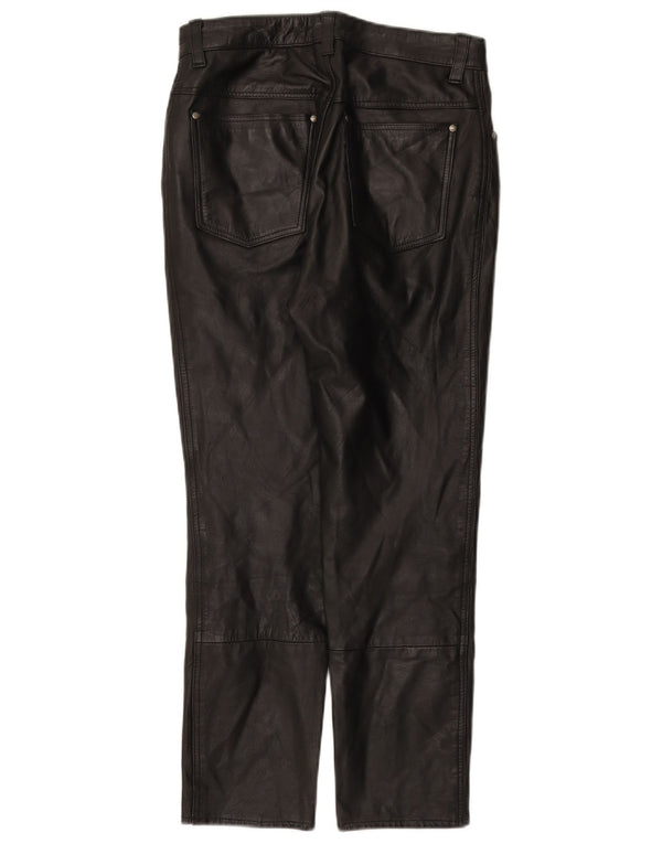POLO Mens Leather Slim Trousers IT 46 Small W28 L26 Black