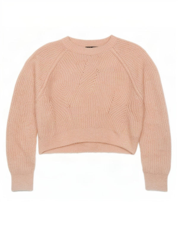 Topshop Maglione maglione girocollo oversize da donna UK 6 XS Acrilico rosa