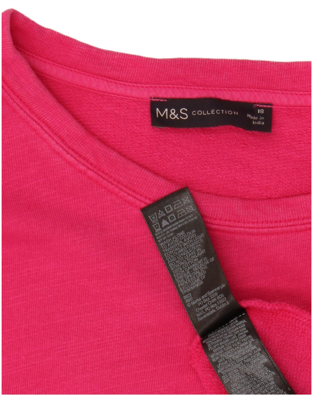 Top da donna Marks & Spencer manica 3/4 UK 18 XL cotone rosa