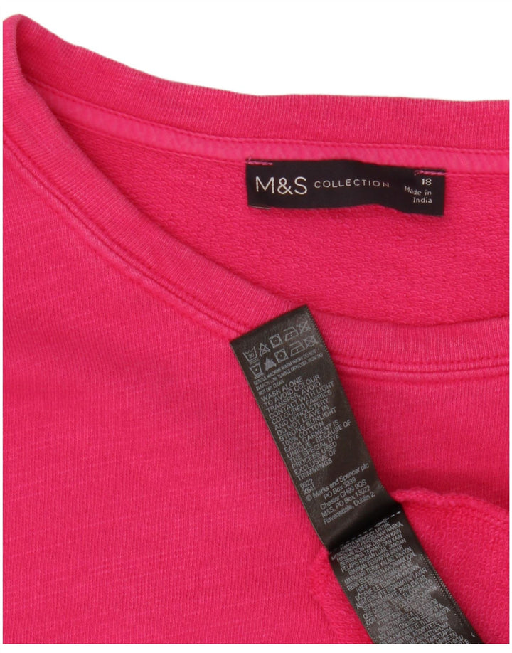 Top da donna Marks & Spencer manica 3/4 UK 18 XL cotone rosa