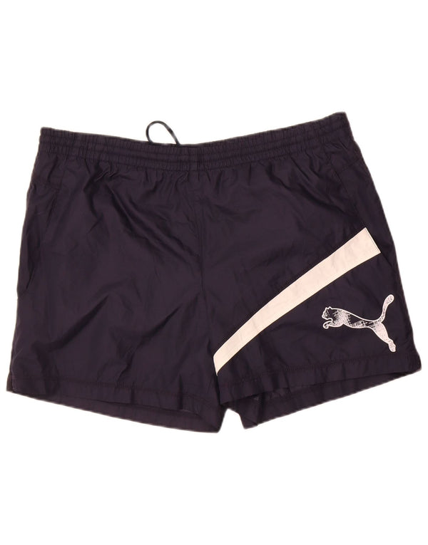 Pantaloncini da bagno grafici da uomo Puma grandi in poliestere color block blu navy