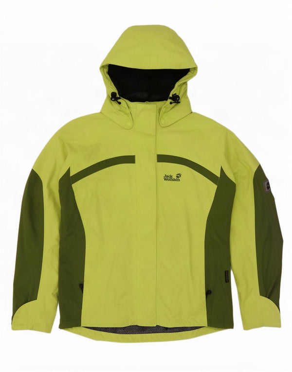 Giacca antipioggia con cappuccio da donna Jack Wolfskin UK 12 Colore verde medio