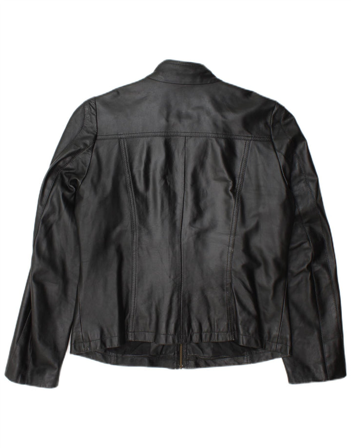 Giacca in pelle da donna vintage IT 46 grande in pelle nera