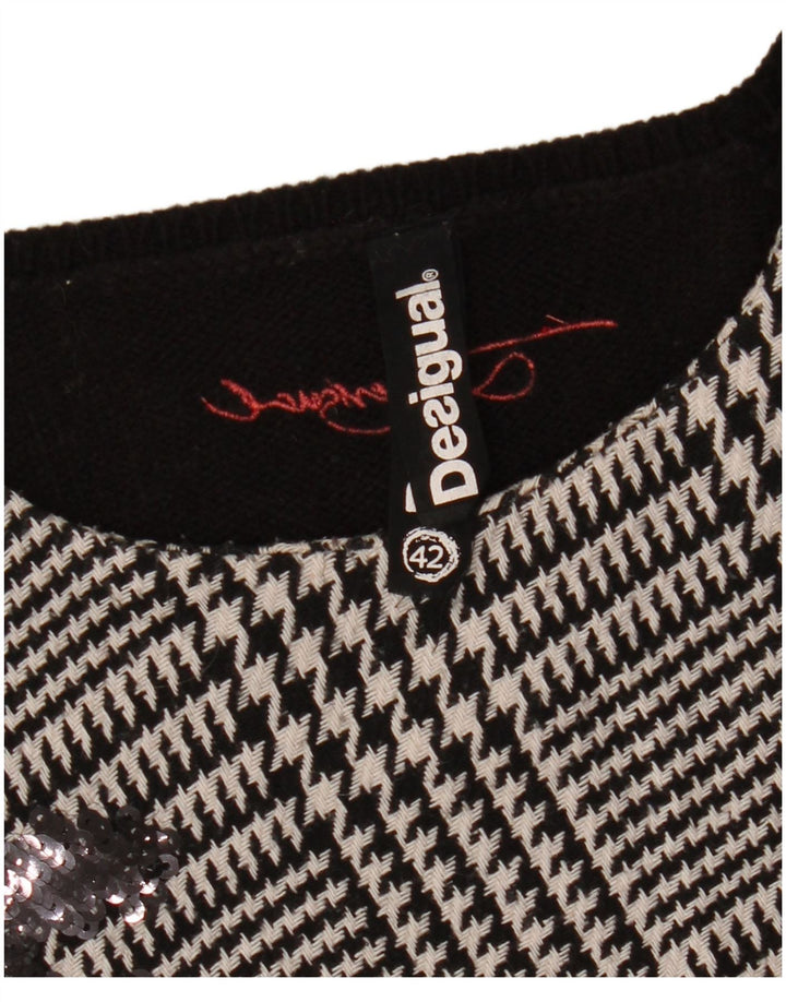 Abito maglione grafico da donna DESIGUAL EU 42 grande pied de poule nero