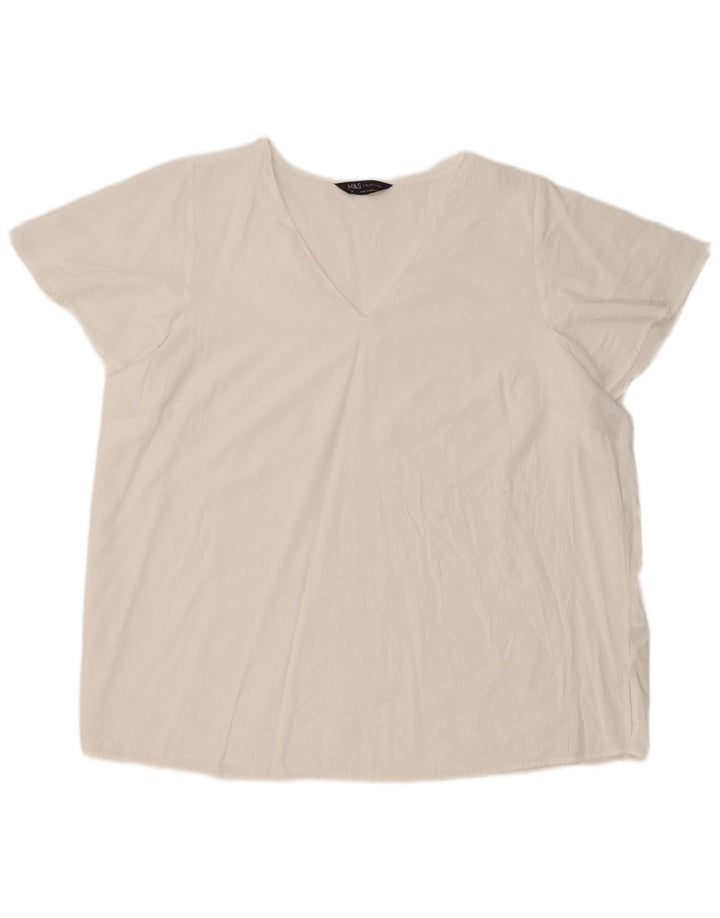 Top camicetta da donna Marks & Spencer UK 20 2XL viscosa bianca