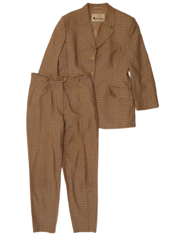 Aquascutum Abito da donna a 3 bottoni e 2 pezzi IT 46 Large W32 L28 Beige a quadri