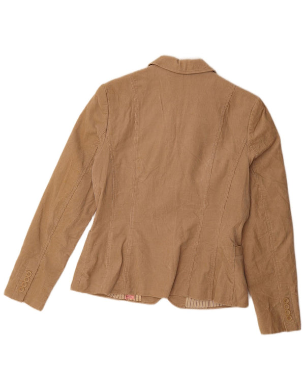 Giacca blazer in velluto a coste a 3 bottoni da donna Zara UK 14 grande cotone beige