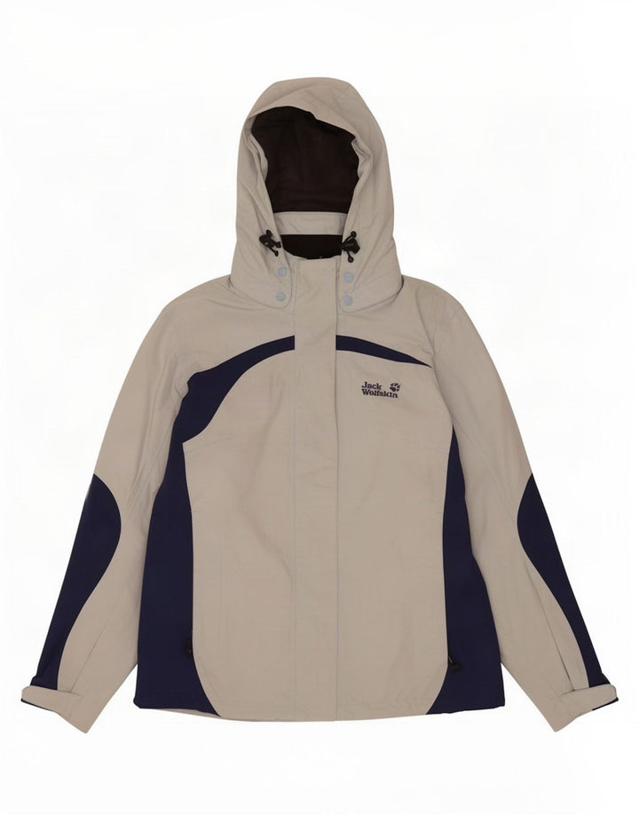 Giacca antipioggia con cappuccio da donna Jack Wolfskin UK 14 Colorblock blu medio