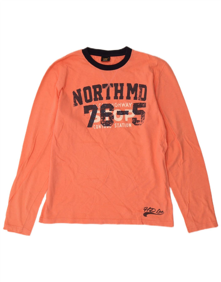 LEE Mens Graphic Top Long Sleeve Large Pink Cotton