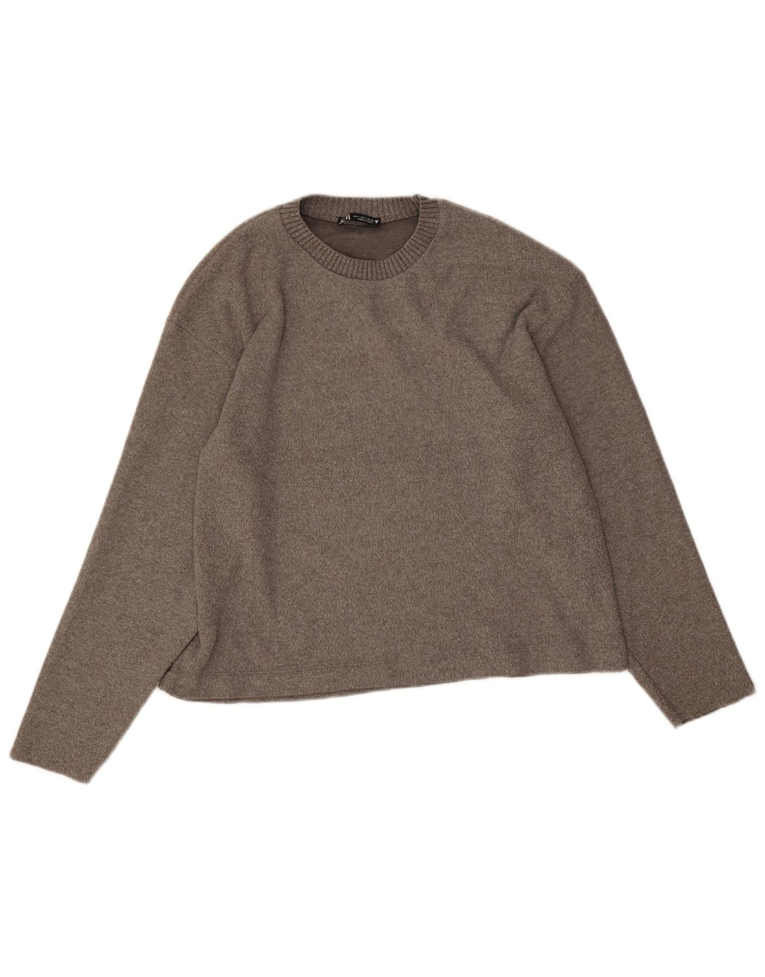 Maglione girocollo oversize da donna Zara UK 10 piccolo poliestere grigio