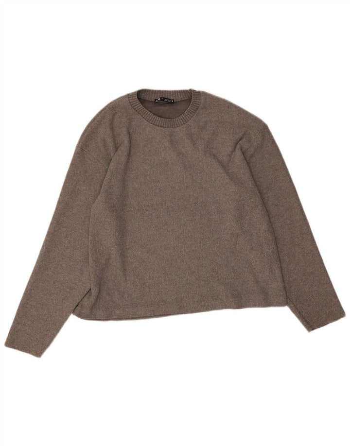 Maglione girocollo oversize da donna Zara UK 10 piccolo poliestere grigio