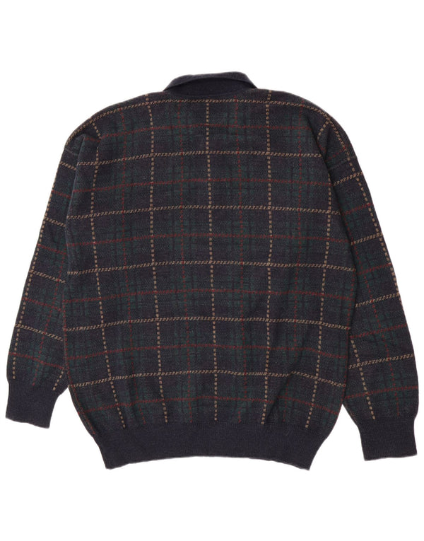 Maglione da uomo con collo alto Lambers IT 56 XL a quadri blu navy