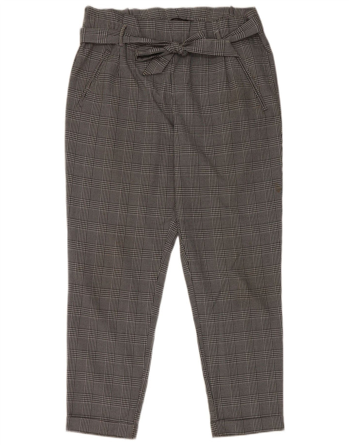 Pantaloni cropped a vita alta da donna Zara medi W28 L26 pied de poule grigi