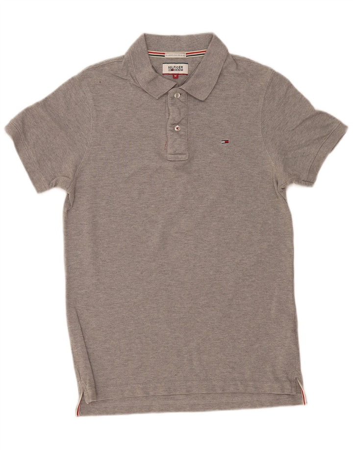 Polo da uomo Tommy Hilfiger in cotone grigio medio