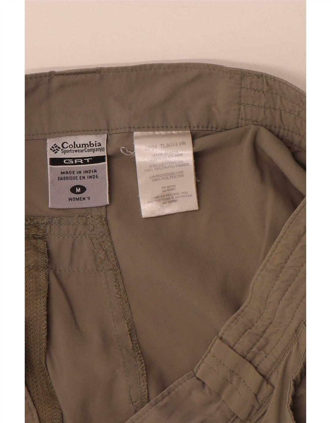 Pantaloncini cargo Columbia da donna medi W30 poliestere kaki