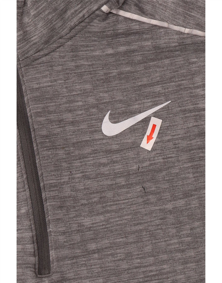 Nike Uomo Running Zip Collo Pullover Tuta Top Large Grigio Poliestere