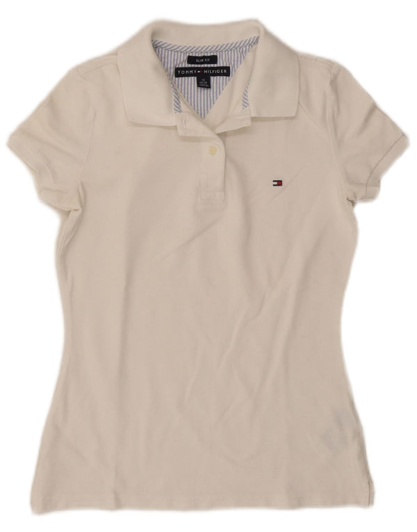 Polo da donna slim fit Tommy Hilfiger UK 6 XS cotone bianco