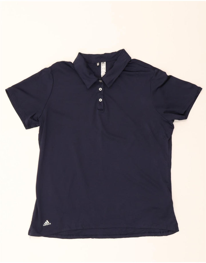ADIDAS Womens Polo Shirt UK 16 Large Navy Blue Polyester Vintage Adidas and Second-Hand Adidas from Messina Hembry 