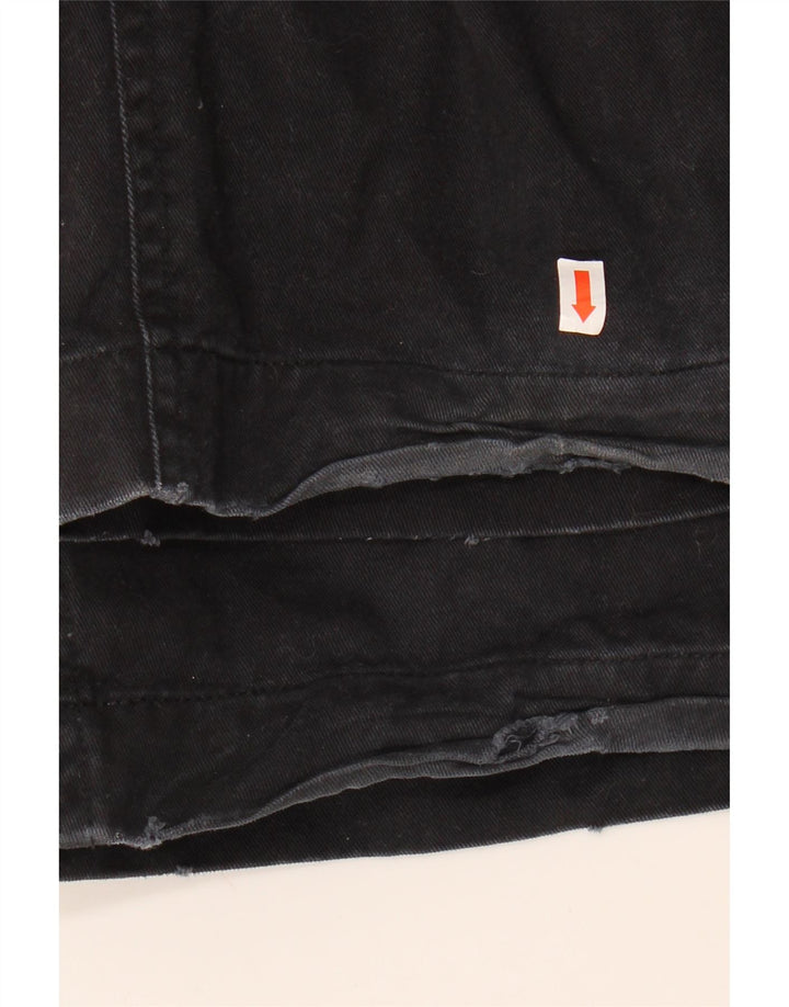 KANGAROO POO Mens Straight Cargo Trousers W38 L32 Black Cotton