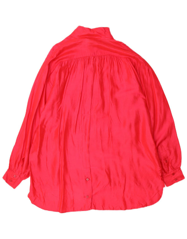Abito chemisier oversize vintage da donna EU 44 XL seta rosa