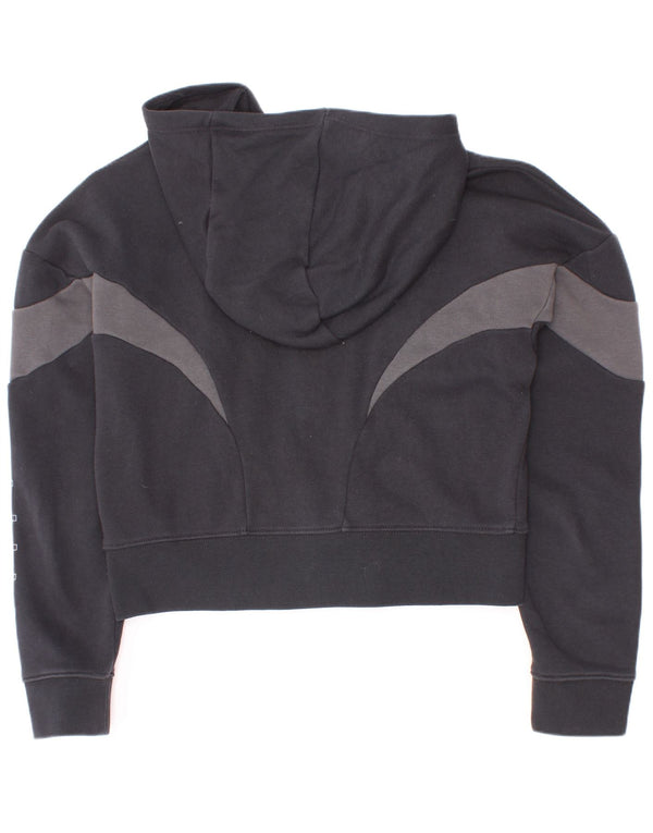 Felpa con cappuccio e zip grafica Nike per ragazze 10-11 anni blocco colore nero medio