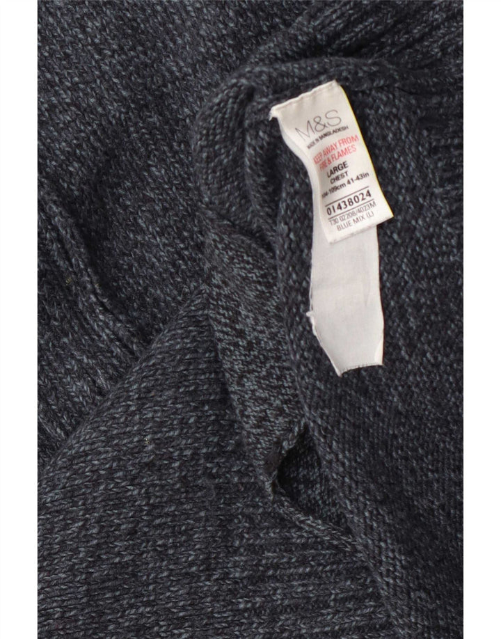 Maglione cardigan con zip intera da uomo Marks & Spencer grande acrilico chiazzato grigio