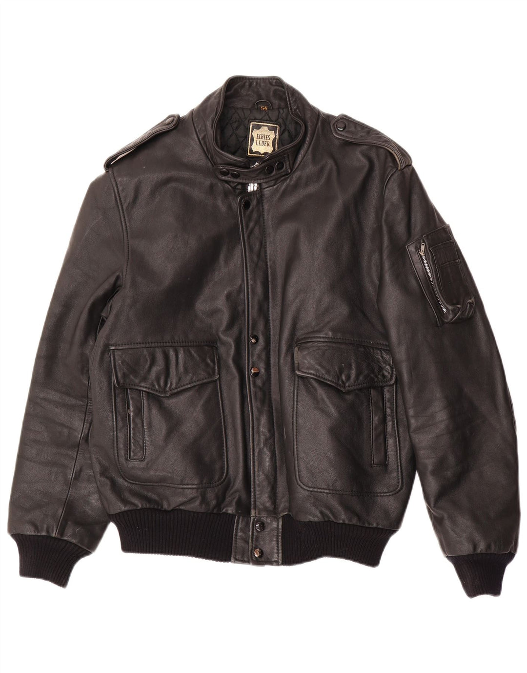 Giacca in pelle militare da uomo VINTAGE IT 54 2XL Pelle nera