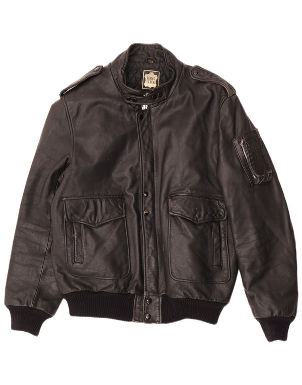 Giacca in pelle militare da uomo VINTAGE IT 54 2XL Pelle nera