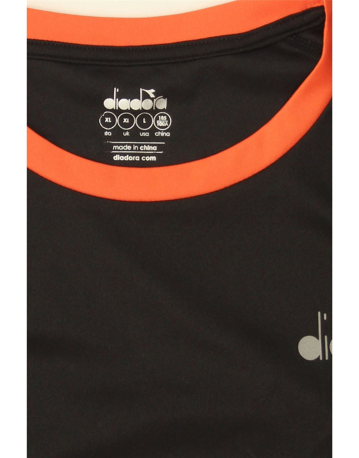 DIADORA Mens Graphic Top Long Sleeve XL Black Polyester Vintage Diadora and Second-Hand Diadora from Messina Hembry 